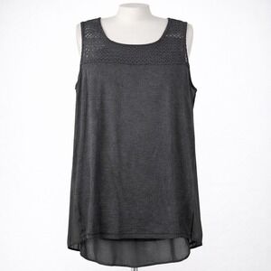 Roz Ali Whimsigoth Crochet Chiffon Tank Sz 3X Black Dark Romantic Indie Festival